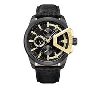 Police Outlet Watcher Underlined Men's Analogue Quartz Watch with Leather Strap PEWJF0005704, Black, Classic