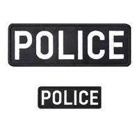 Police Patch with Hook and Loop Police Embroidered Patches Durable Fabric Police Patch for Police Vest Jacket Clothes Backpacks Hats White Large (25.5x9cm) and Small (12.8x4.5cm) - 1 Set (2 Pcs)