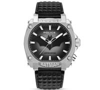 Limited Edition Forever Batman Stainless Steel Case & Genuine Leather Strap Men's Watch, Black, luxury