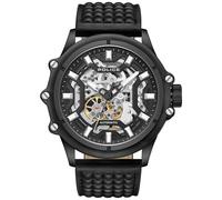 Police Luang White Dial Black Leather Strap Gents Automatic Watch With Stainless Steel Case, Black, modern