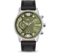 Police PEWJF2203305 Men's Analogue Quartz Watch with Leather Strap, Green, One Size, Strap