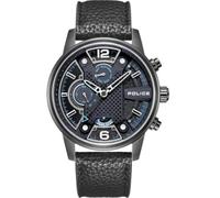 Police PEWJF2203306 Men's Analogue Quartz Watch with Leather Strap, Black, One Size
