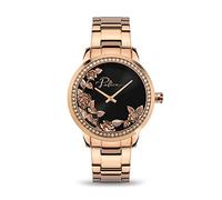 Police Camii Women's Quartz Watch with Navy Blue Dial Analogue Display and Silver Bracelet, Black/Gold, Bracelet