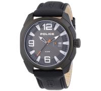 Police PL.13836JSB 61 Men's Watch Analogue Quartz Black Dial Black Leather Strap