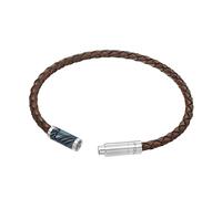 Police Plaint Mens Stainless Steel Black & Charcoal Emblem Brown Leather Bracelet