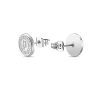 Police Pontevedra Ii Disc Stud Earrings Silver Men