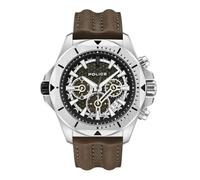 Police Chronograph Gents Wrist Watch with Durable Leather Strap, Electrical Brown, modern