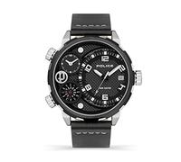 Police Ray Mens Multifunction Watch with Black Dial and Black Leather Strap, 51mm Stainless Steel Case in Branded Watch Box PEWJB2195341-2 Year Warranty