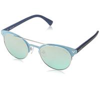Police S8950 Momentum 2 Round Sunglasses, SEMI MATT TURQUOISE & DARK BLUE FRAME / AQUA MIRROR LENS