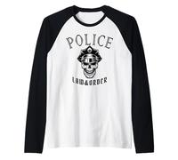 Police Skull Law & Order, Cop, Officer, Sheriff, Policemen Raglan Baseball Tee