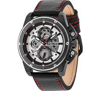 Police Men's Quartz Watch with Silver Dial Analogue Display and Black Leather Strap 14688JSBS/04