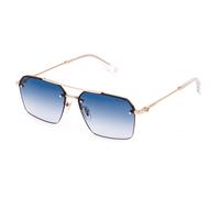 Police SPLQ90 FORCE 9 300 Man Sunglasses Metal Gold Blue Squared Anti-glare Nuanced