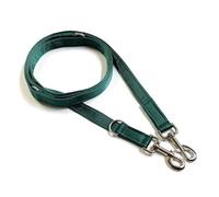 Police Style Dog Training Lead Double Ended 5ft (1.5 Metres Approx) Adjustable Leash Multi-Functional In Cushion Webbing (25mm, Forest Green)