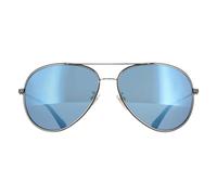 Police Sunglasses SPLL11 Octane 8 K07B Shiny Palladium with Semi-Shiny Black Blue Mirror