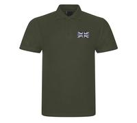 Police Thin Blue Line Union Jack Embroidered Premium Men's Polo Shirt - Emergency Services (UK, Alpha, 4XL, Regular, Regular, Olive)