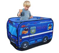 Police Truck Kids Pop Up Tent Cartoon with Carry Bag Foldable Play Tent Set Up Free Outdoor Play Equipment for Children Toddler Tents Indoor Children'S Playhouse Crawling Bus Toy for Girls Boys