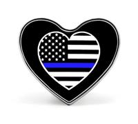 Police U.S. Flag Heart Metal Brooches 1 Inch Decorative Badges Exquisite Decorations Pins for Clothing