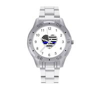 Police U.S. Flag Men's Business Watch with Stainless Strap Fashion Easy Reader Wristwatch Gifts for Men