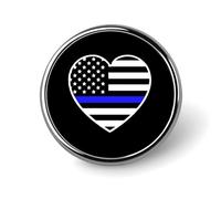Police U.S. Flag Round Metal Brooches 1 Inch Decorative Badges Exquisite Decorations Pins for Clothing