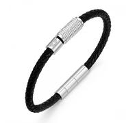 Police Urban Texture Black Leather Bracelet 20cm