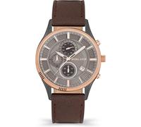 POLICE Vault Mens Chronograph Watch with Grey Dial and Brown Leather Strap, 44mm Stainless Steel Case in Branded Watch Box PEWJC2194241-2 Year Warranty