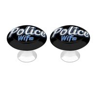 Police Wife Back The Blue 1 Pair Cabinet Knobs Stylish Round Pulls for Kitchen Dressers Cupboard Closets