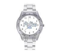 Police Wife Back The Blue Business Men's Wrist Watches Analog Quartz Stainless Steel Strap Waterproof Watch