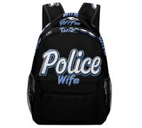Police Wife Back The Blue Casual Daypack Lightweight Laptop Bag | Travel Backpack for Camping Hiking