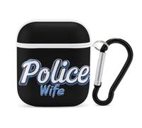 Police Wife Back The Blue Cute Earphone Shell | Compatible with AirPod PC Hard Protector Case with keychain