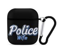 Police Wife Back The Blue Cute Earphone Shell | Compatible with AirPod PC Hard Protector Case with keychain