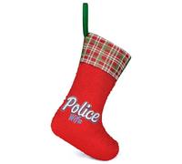 Police Wife Back The Blue Cute Sequin Christmas Stockings Soft Xmas Tree Decorative Hanging Ornaments for Holiday Home Party