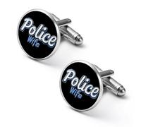 Police Wife Back The Blue Elegant Men’s Cufflinks Lightweight Alloy Cuff Links Clothing Accessories for Shirts Formal 2.0cm