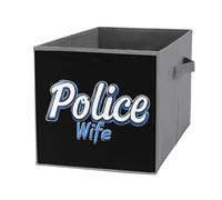 Police Wife Back The Blue Foldable Open Storage Bins with Handles Cute Cube Organiser Box for Book Clothing