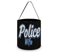Police Wife Back The Blue Halloween Tricking Or Treating Bucket Funny Party Favor Tote Bag for Candy Gifts Travel