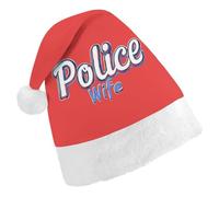 Police Wife Back The Blue Santa Hat Christmas Holiday Party Headwear for Adults Soft Velvet Festive Costume Accessory Adult