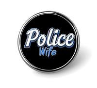 Police Wife Back The Blue Unisex Novelty Brooches & Pins Round Metal Lapel Badge for Clothing Shawl Hat