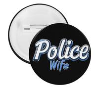 Police Wife Back The Blue Unisex Novelty Brooches & Pins Round Tinplate Lapel Badge for Clothing Shawl Hat