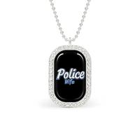 Police Wife Back The Blue Women's Necklaces Lightweight Alloy Pendant Diamond Necklace Ladies Jewelry Gift