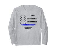 Police Wife Big Heart Flag The Thin Blue Line Family Long Sleeve T-Shirt