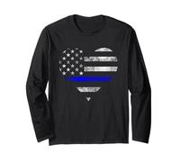 Police Wife Big Heart Flag The Thin Blue Line Family Long Sleeve T-Shirt
