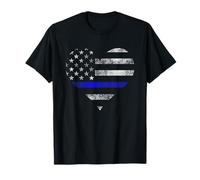 Police Wife Big Heart Flag The Thin Blue Line Family T-Shirt