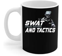 Policeman - S.W.A.T Special Weapons and Tactics Police Officer Porcelain Mug Personalised Coffee Cups Unique Drinking Cup Fun Gifts for Sister Office Valentine's Day 330 Ml