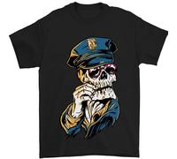 Policeman Skull Police Officer Force Mens T-Shirt 100% Cotton Black XL