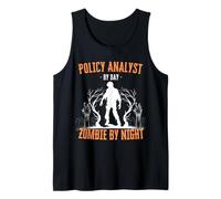 Policy Analyst by Day Zombie by Night Funny Halloween Creepy Tank Top
