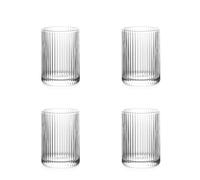 POLIDREAM 9 OZ Drinking Glasses, 4PCS Ribbed Glassware