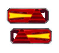Polieez 12v 24v Truck Trailer Rear Tail Lamp, 6 Functions LED Rear Tail Light with Tail/Fog/Stop/Reflector/Reverse/Dynamic Flashing, Multifunctional Rear Light for Truck Trailer Lorry Towing (A2)