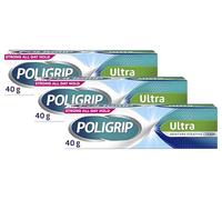 Poligrip Denture Adhesive Cream, False Teeth and Partials Fixative, Ultra, 40 g (Pack of 3)
