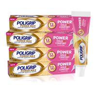 Poligrip Denture Adhesive Power Max Hold Plus Comfort Denture Adhesive Cream 2.2 Ounces (Pack of 4)