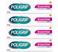 Poligrip Essential Denture Fixative Cream (4 x 40g) Secure Hold, Flavour Free