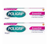 Poligrip Essential Denture Fixative Cream 40g x 2, All-Day Hold & Comfort - Zinc-Free Formula - Helps Seal Out Food - Strong Denture Adhesive with Welari Thank You Card | (2 Pack)